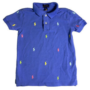 Polo Ralph Lauren Polo Boys 6 All Over Logo Print Embroidered Colorful Preppy
